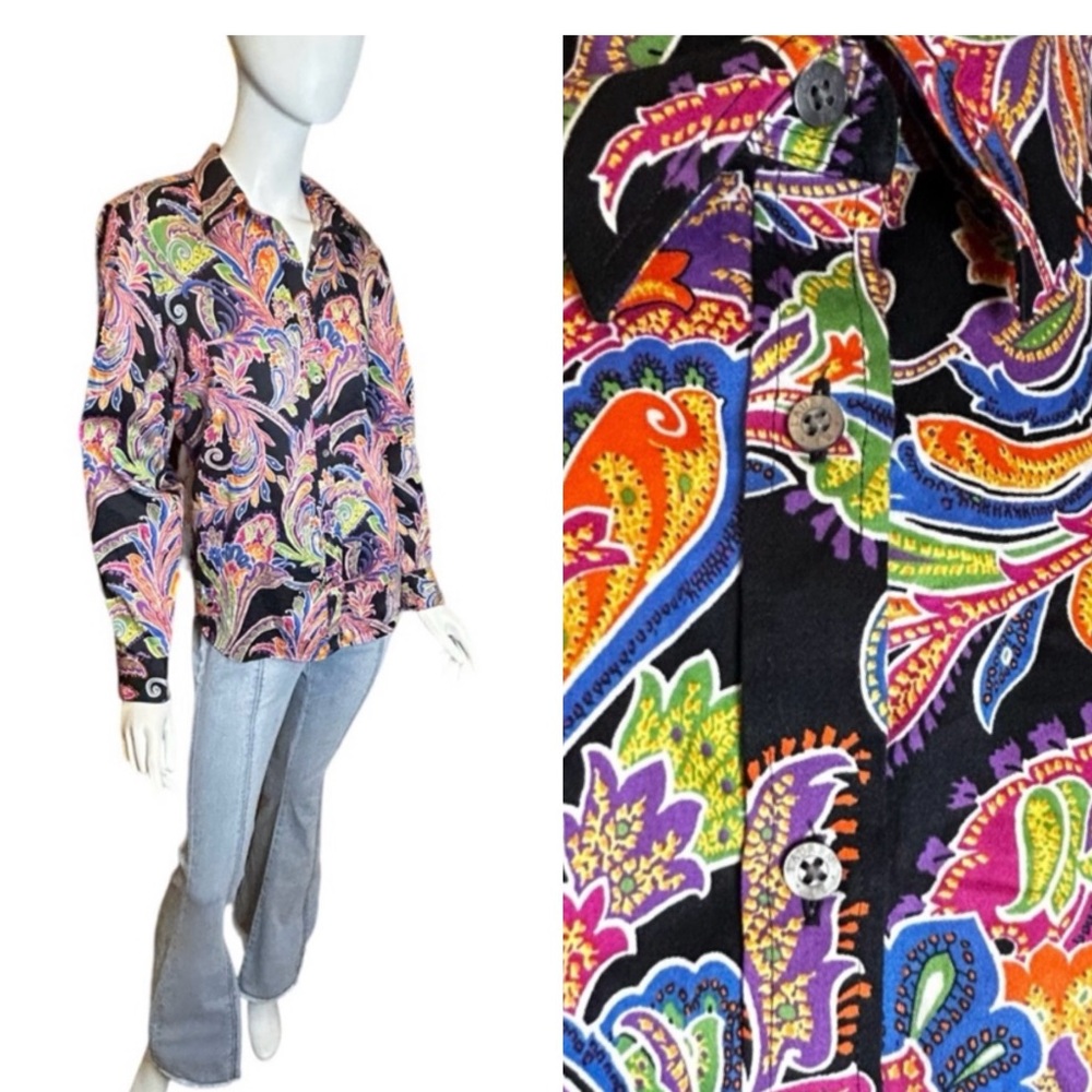Lauren Ralph Lauren Purple Graphic Button Down Shirt
